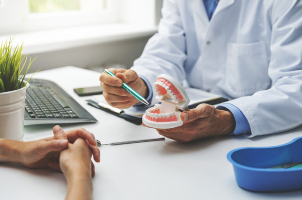 A prosthodontist is a dentist with additional training in dental prosthetics